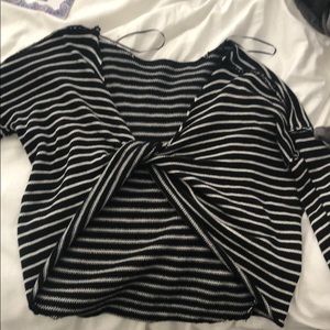 Striped urban outfitters open back knot sweater